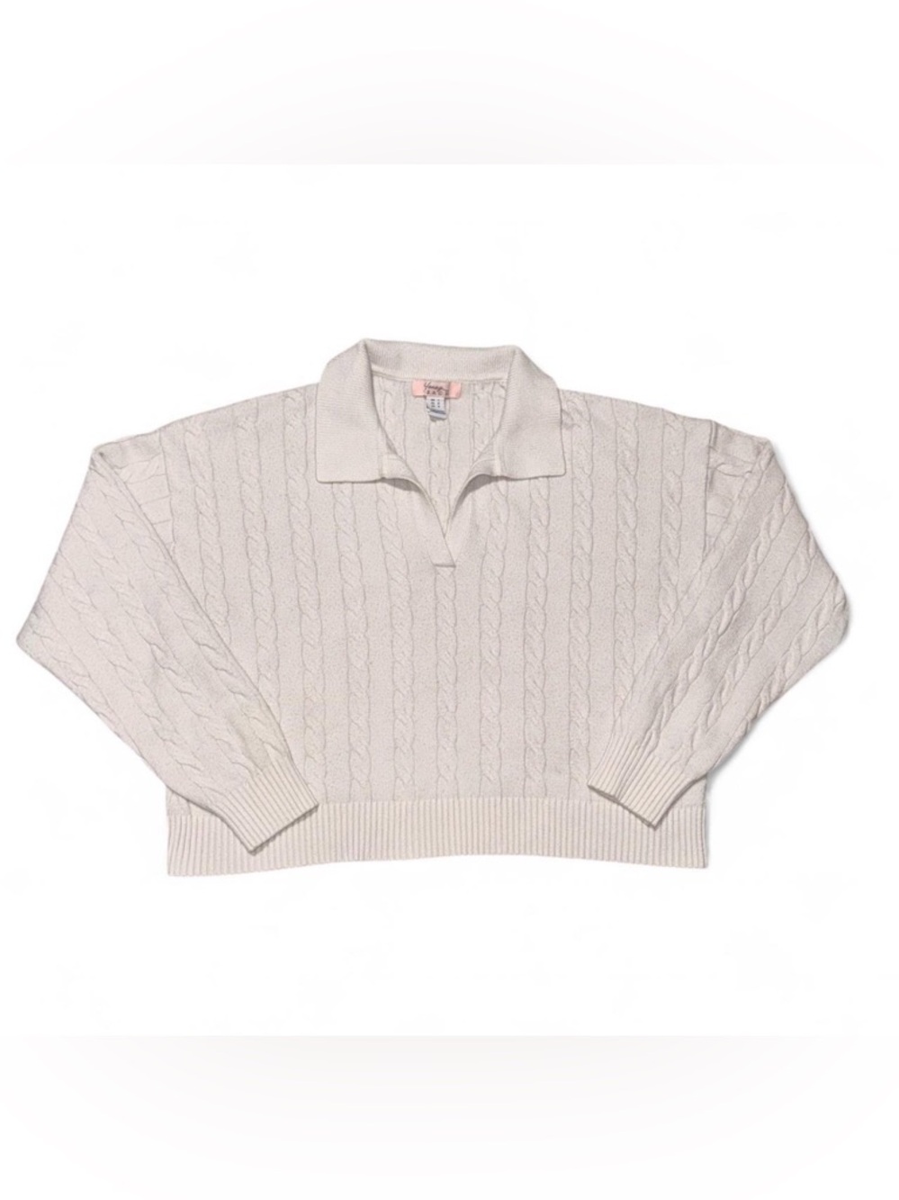 Cable-Knit V-Neck Sweater in Cream